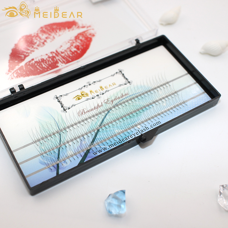 Natural looking and gorgeous prefans volume eyelash extension with custom logo design